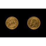 George V 22ct Gold Full Sovereign - Date 1913. London Mint, E.