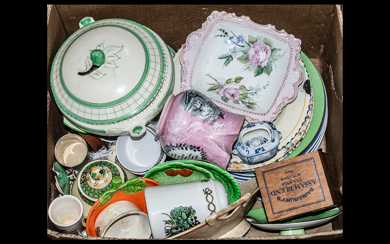 Box Containing Mixed lot of Miscellaneous items - to include pottery, tureens, dishes, plates
