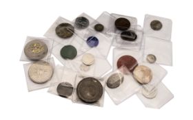 A Small Mixed Lot of Coins and Tokens to include a 1797 two pence, three modern plastic tokens,