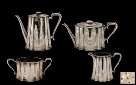 Victorian Period Top Quality Sterling Silver 4 Piece Tea & Coffee Service of pleasing design and