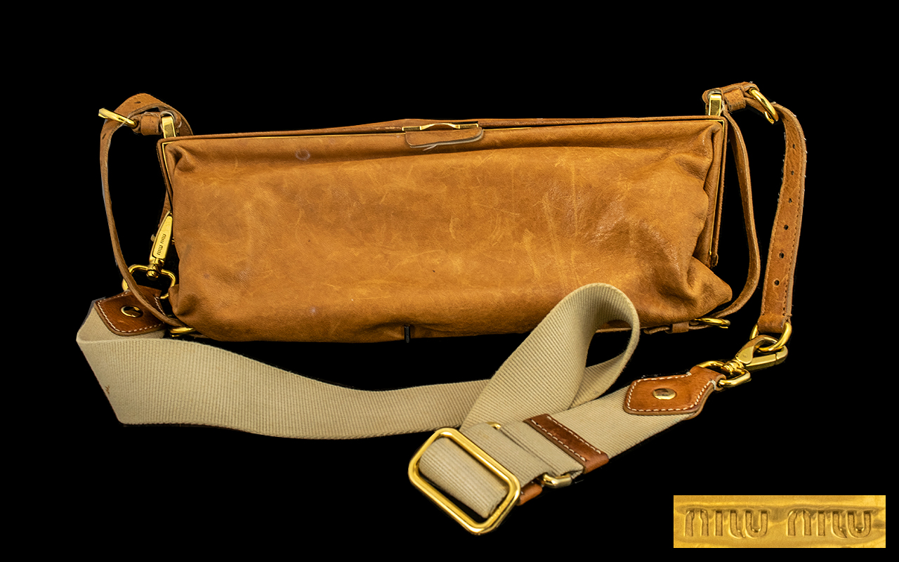 Miu Miu Ladies Shoulder Bag, Lovely Brown Soft Leather. 12 Inches In length.