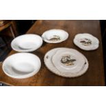 Shelley Ware Five Piece Fish Set comprising 4 x 9" plates, oval baker,