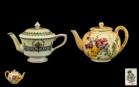 Royal Worcester Hand Painted Blush Ivory Lidded Teapot,