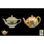 Royal Worcester Hand Painted Blush Ivory Lidded Teapot,