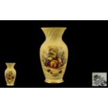 Aynsley Fine Bone China Vase ' Orchard Gold ' Fruits Pattern on Yellow Ground. 9 Inches - 22.