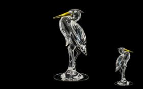 Swarovski Superb Silver Crystal Figure ' Feathered Beauties ' ' Heron ' Silver.