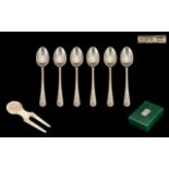 Golfing Interest Set Of Six Silver Teaspoons With Crossed Club And Ball Terminals,