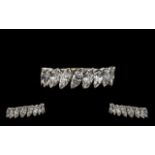 Ladies - 18ct White Gold Stunning Quality Nine Stone - Attractive Half Eternity Diamond Set Ring.
