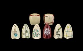 Midwinter Eight Assorted Salt and Pepper Pots. Various designs and patterns.