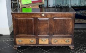 Late 18thC Lancashire Oak Mule Chest Hinged Top With Internal Candle Box, Above A, Panelled Front