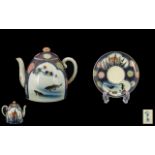Small Antique Japanese Porcelain Teapot and Saucer,