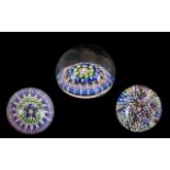 A Trio of Graduated Millefiori Glass Paperweight (3) - circa 1960's. Minor chips to all three.