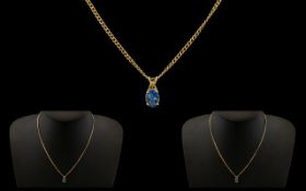 9ct Gold Chain with Attached Opal Style Pendant. Fully Hallmarked for 9.375. 2.5 grams.