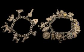 A Pair of Silver Vintage Charm Bracelets ( 2 ) In Total.