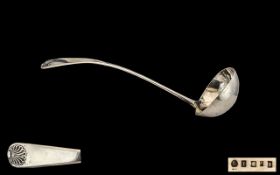 George III Silver Soup Ladle Plain Shell pattern, Hallmarked For London I 1804, makers mark Rubbed,