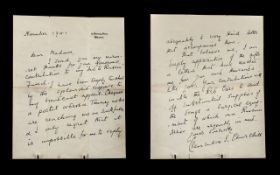 Churchill Interest. A Documentary Hand Ink Written Letter, Signed by Clemintine. S.