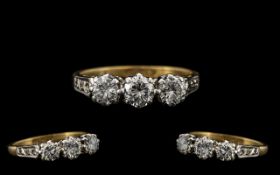 18ct Gold Three Stone Diamond Ring Set With Three Round Brilliant Cut Diamonds, Claw Set,