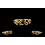 18ct Gold Ladies Attractive 5 Stone Sapphire & Diamond Dress Ring of good design and setting. Full