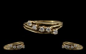 9ct Gold Dress Ring with Channel Set White Stones. Ring Size - K. Please See Image.