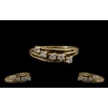 9ct Gold Dress Ring with Channel Set White Stones. Ring Size - K. Please See Image.