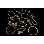 Mixed Lot Of Silver Jewellery To Include Various Pairs Of Earrings, Gilt Necklace And Bracelet Set,