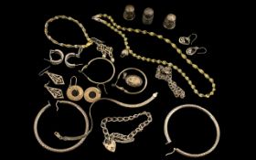Mixed Lot Of Silver Jewellery To Include Various Pairs Of Earrings, Gilt Necklace And Bracelet Set,