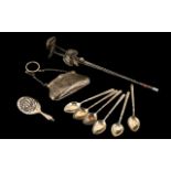 Small Mixed lot Of Silver To Include A Opera Purse With Chain And Finger Ring, Lined Interior,