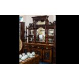 Large Edwardian Mahogany Mirrored Back Sideboard, with triple mirrors and shelving to the mirror.