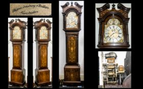 A Large Exhibition Type Longcase or 'Grandfather' Clock with a three train movement on eight chiming