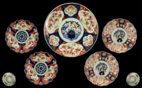 Japanese Imari Plates, late Meiji period. Together with four small shaped edge plates with