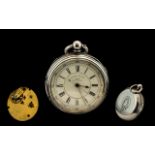 Victorian Open Faced Chronograph Pocket Watch White Enamelled Dial Marked Centre Seconds 22688