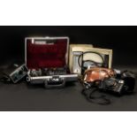 A Collection of Cameras to include Kodak 66 camera in a brown leather case circa 1950's,