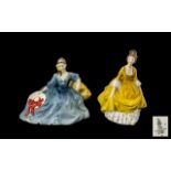 Royal Doulton Hand Painted Porcelain Figures ( 2 ) In Total.