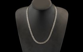Solid SIlver Hallmarked Curb Necklace, 19 Inches In length. Fully Hallmarked and Marked Silver.