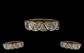 9ct Gold Diamond Dress Ring Set With 10 Round Cut Diamonds, Fully Hallmarked, Ring Size O, Weight 3.