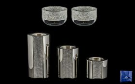 Swarovski - Faceted Crystal Tea light Candle Holders Collection of ( 4 ) In Total, Various Sizes.
