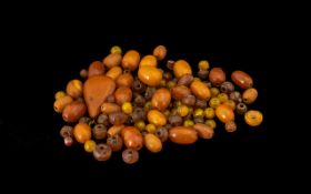 Collection Of Loose Antique Amber Butterscotch Beads Together With A Mixed Lot Of Other Amber