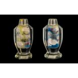 Crystal Glass Art Deco Faceted Shaped Scent Bottle,