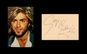 George Michael Pop Star Autograph on a Page From Album Plus Photo.