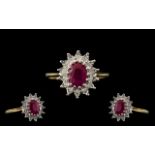 9ct Diamond and Ruby Ring, Lovely Design and Quality. Please See Image. Ring Size M.