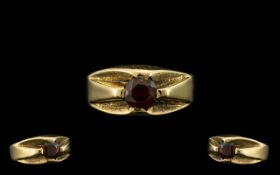9ct Gold Ruby Gypsy Set Gents Ring. Ring Size - R. Please See Image.