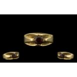 9ct Gold Ruby Gypsy Set Gents Ring. Ring Size - R. Please See Image.