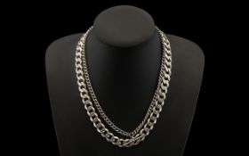 Sterling Silver - Good Quality Large Curb Necklace - Fully Marked for 925.