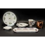 A Small Collection of Pottery to include 3 Shelley China Pieces, an oblong dish, 1 bread and butter,