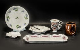 A Small Collection of Pottery to include 3 Shelley China Pieces, an oblong dish, 1 bread and butter,