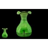 John Ditchfield Glasform Art Studio Glass Vase green mottled ground decorated with black applied