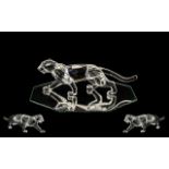 Swarovski - Superb Silver Crystal Figure ' African Wildlife ' ' Leopard ' Code No 7610 000 002.