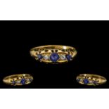 Antique Period - Attractive Sapphire and Diamond Set Ring. Marked 18ct. Ring Size - N.