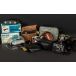 Collection of Vintage Cameras comprising Agfa Silette 1 with leather case; Nikon Nurvis A-20 with