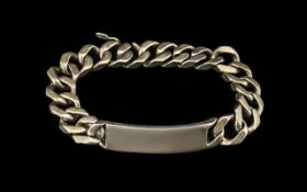 Heavy Silver ID Bracelet Length 10 Inches, Fully Hallmarked Weight 83 grams.